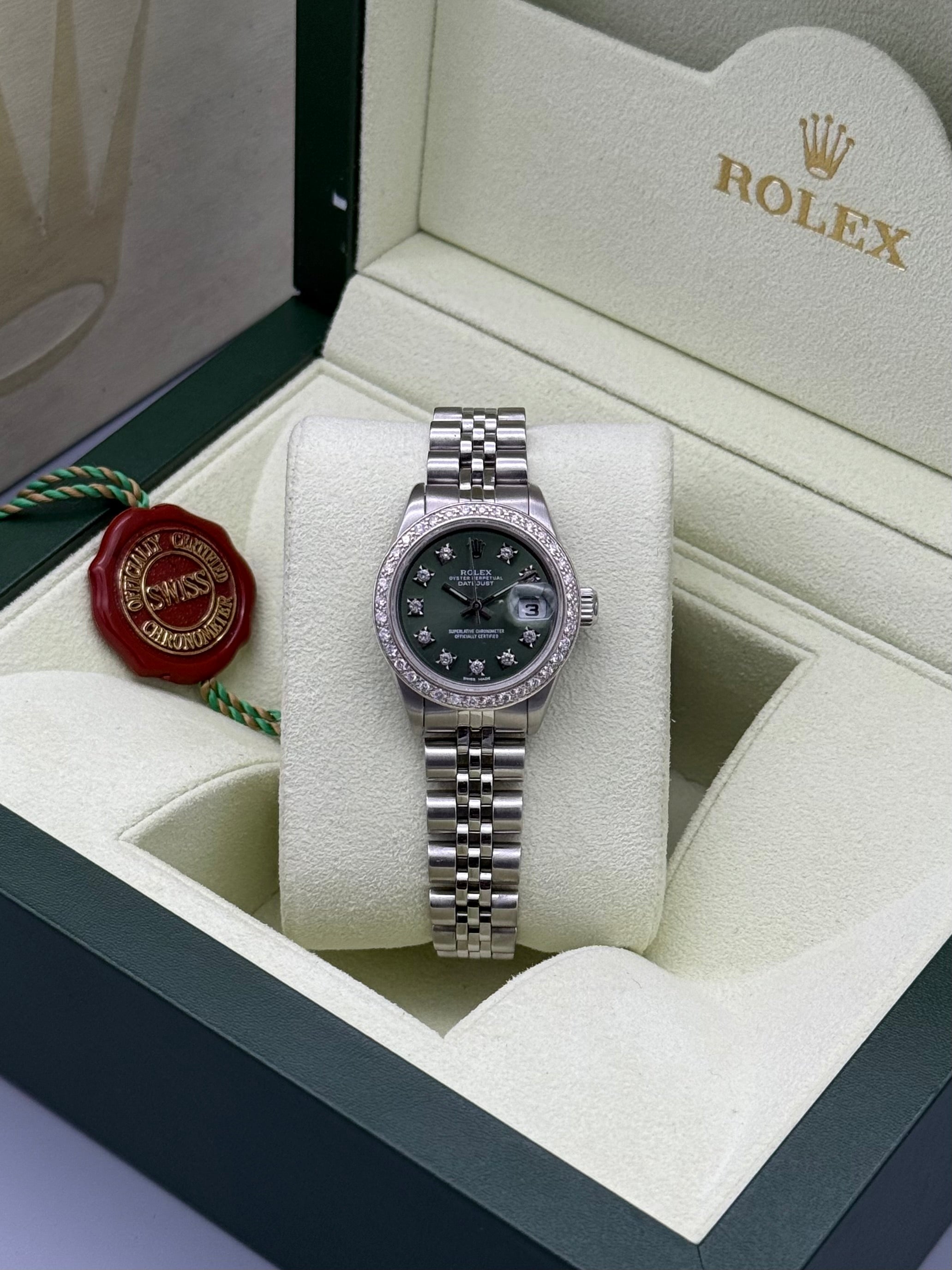 Lady-DateJust 26mm, Olive Diamond Dial, 69174