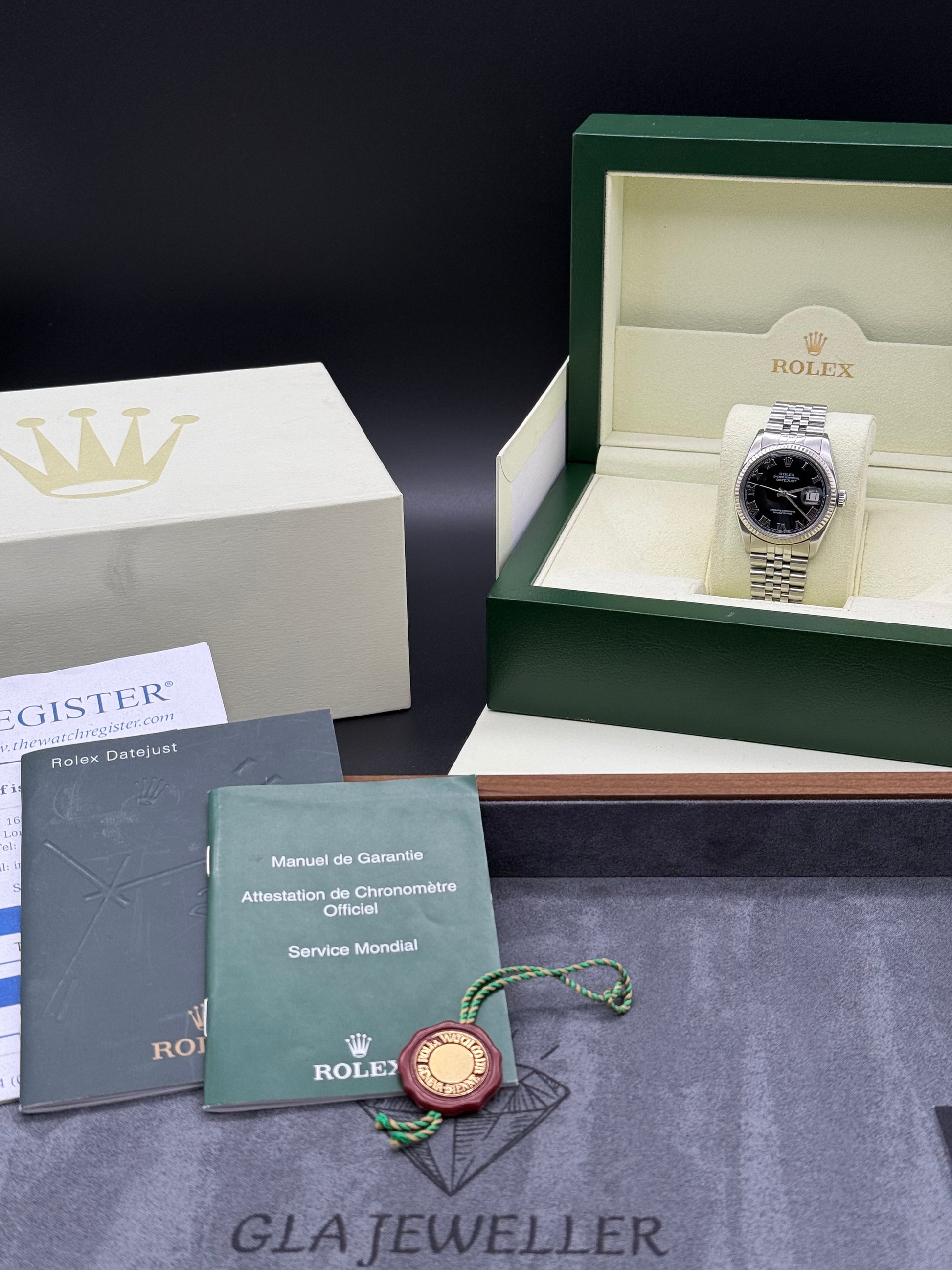 Rolex DateJust 36mm Black Roman Dial