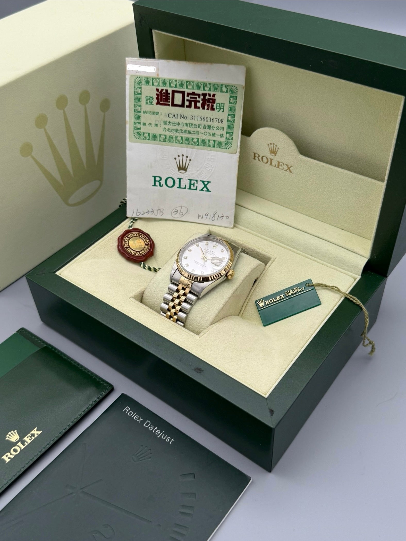 DateJust 36mm, Silver Diamond Dial, 16233