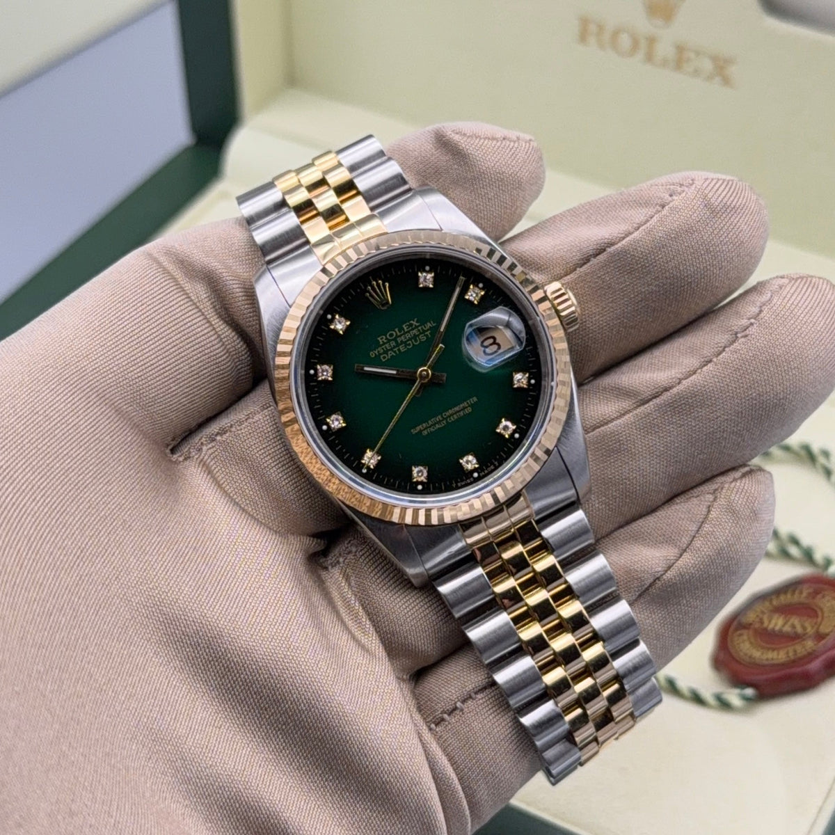 Datejust 36 | Green Vignette Diamond - Gla Jeweller