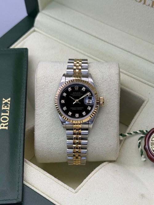 Lady-DateJust 26, Black Diamond Dial - Gla Jeweller