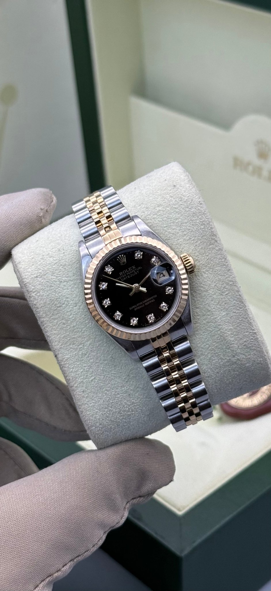 Lady-DateJust 26, Black Diamond Dial - Gla Jeweller