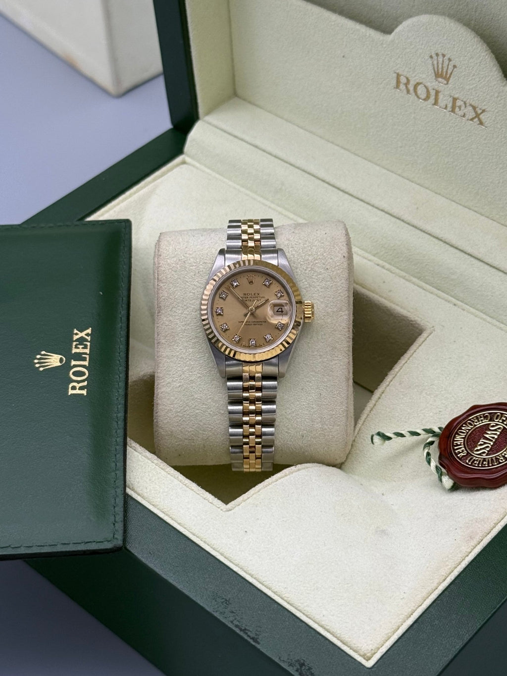 Lady-DateJust 26mm , Factory Champagne Diamond - Gla Jeweller