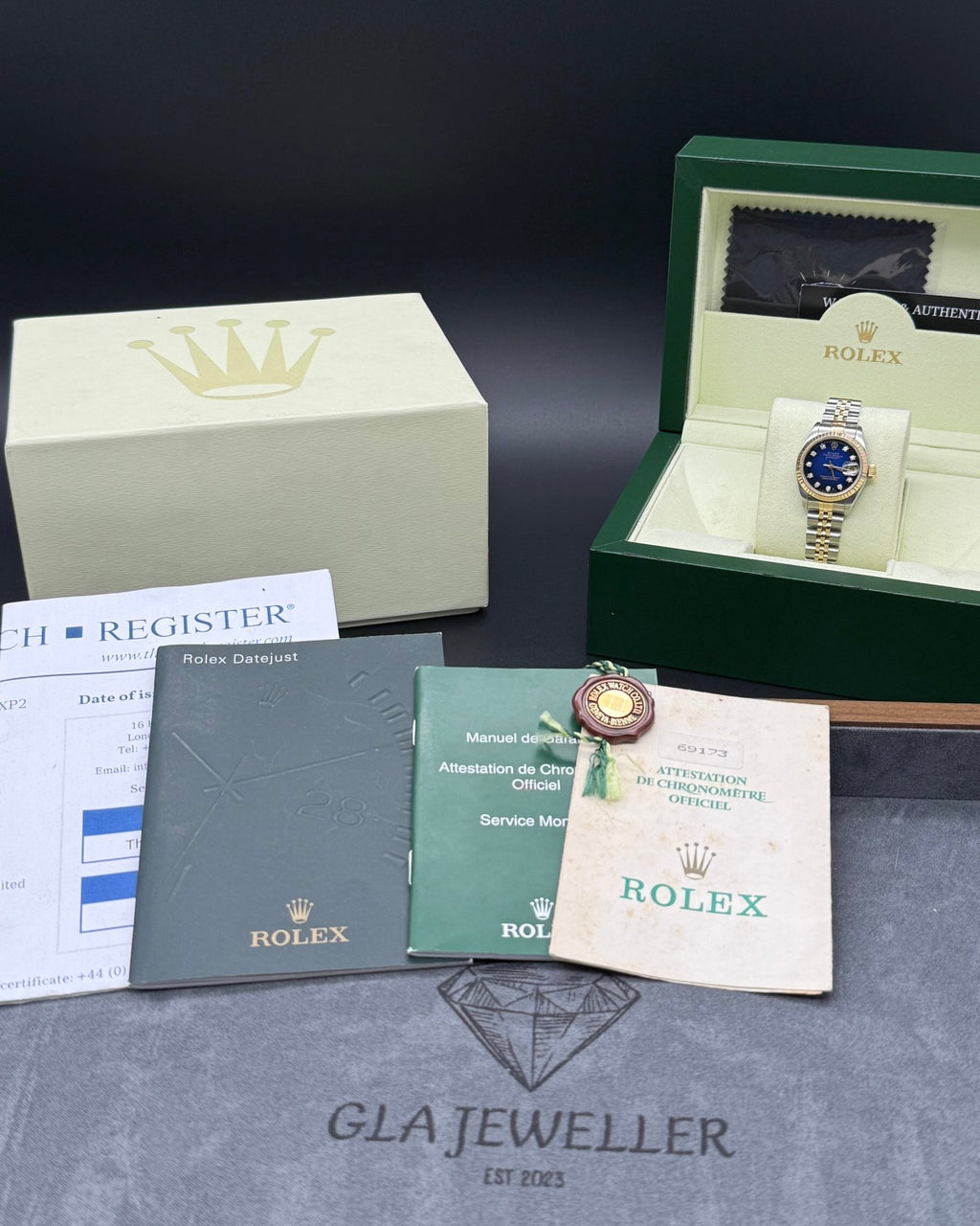 Rolex DateJust 26mm Blue Vignette Diamond Dial - Gla Jeweller