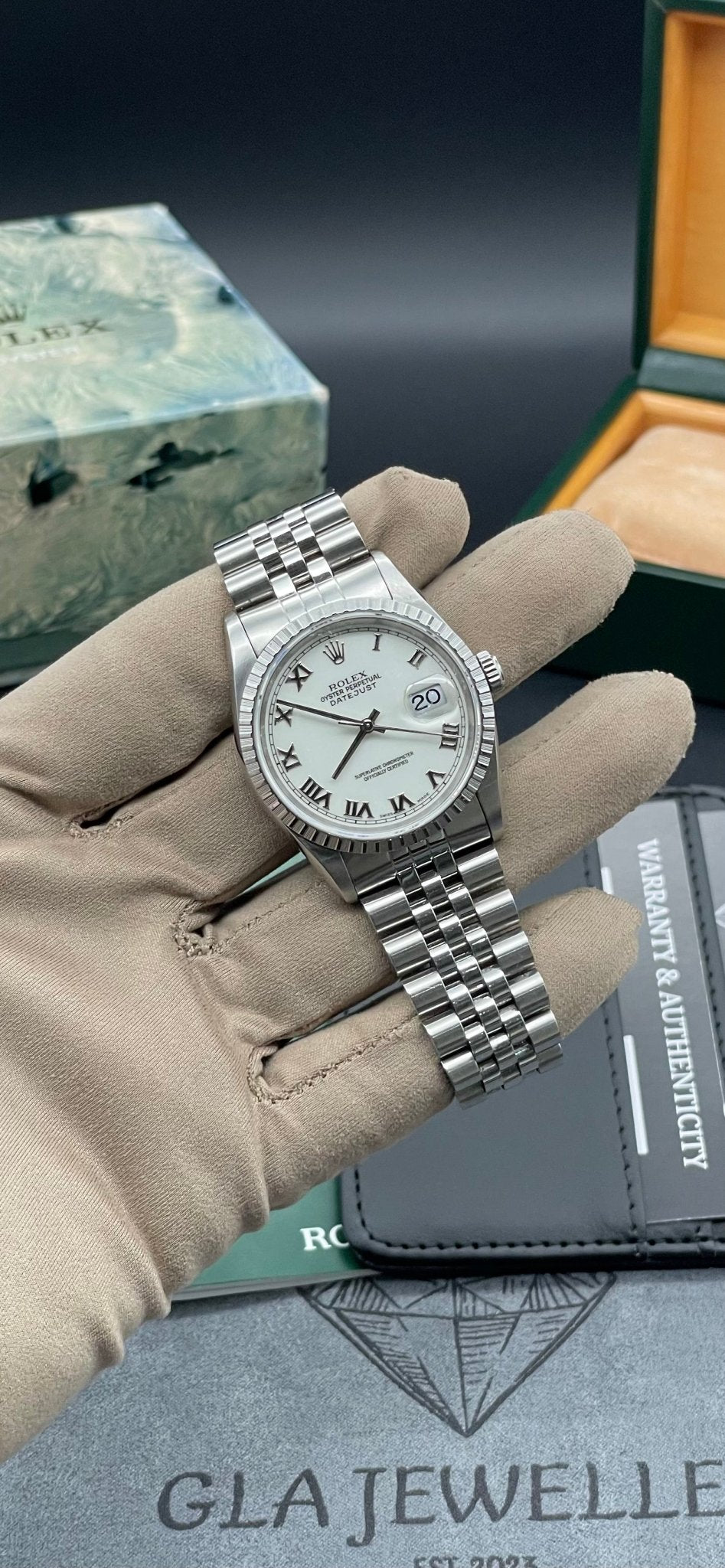 Rolex DateJust 36 White Roman Dial - Gla Jeweller