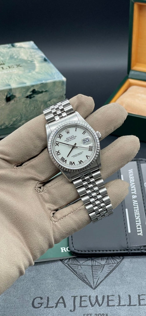 Rolex DateJust 36 White Roman Dial - Gla Jeweller