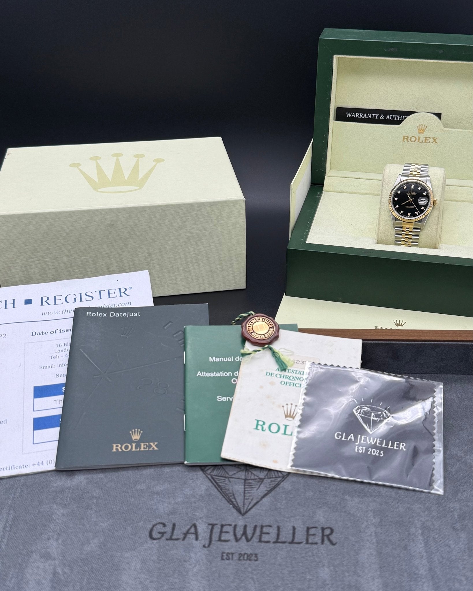 Rolex DateJust 36mm Black Diamond Dial - Gla Jeweller