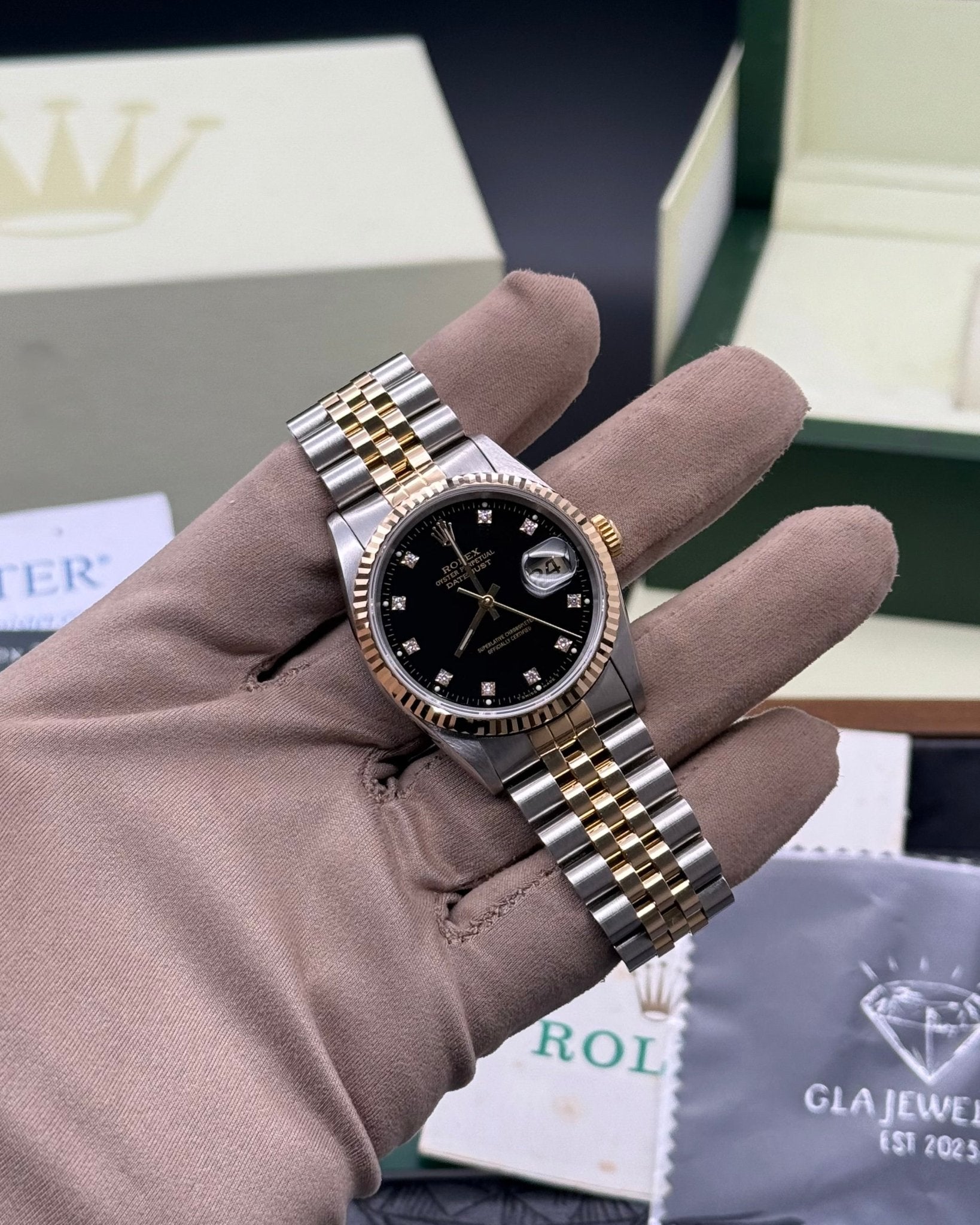 Rolex DateJust 36mm Black Diamond Dial - Gla Jeweller