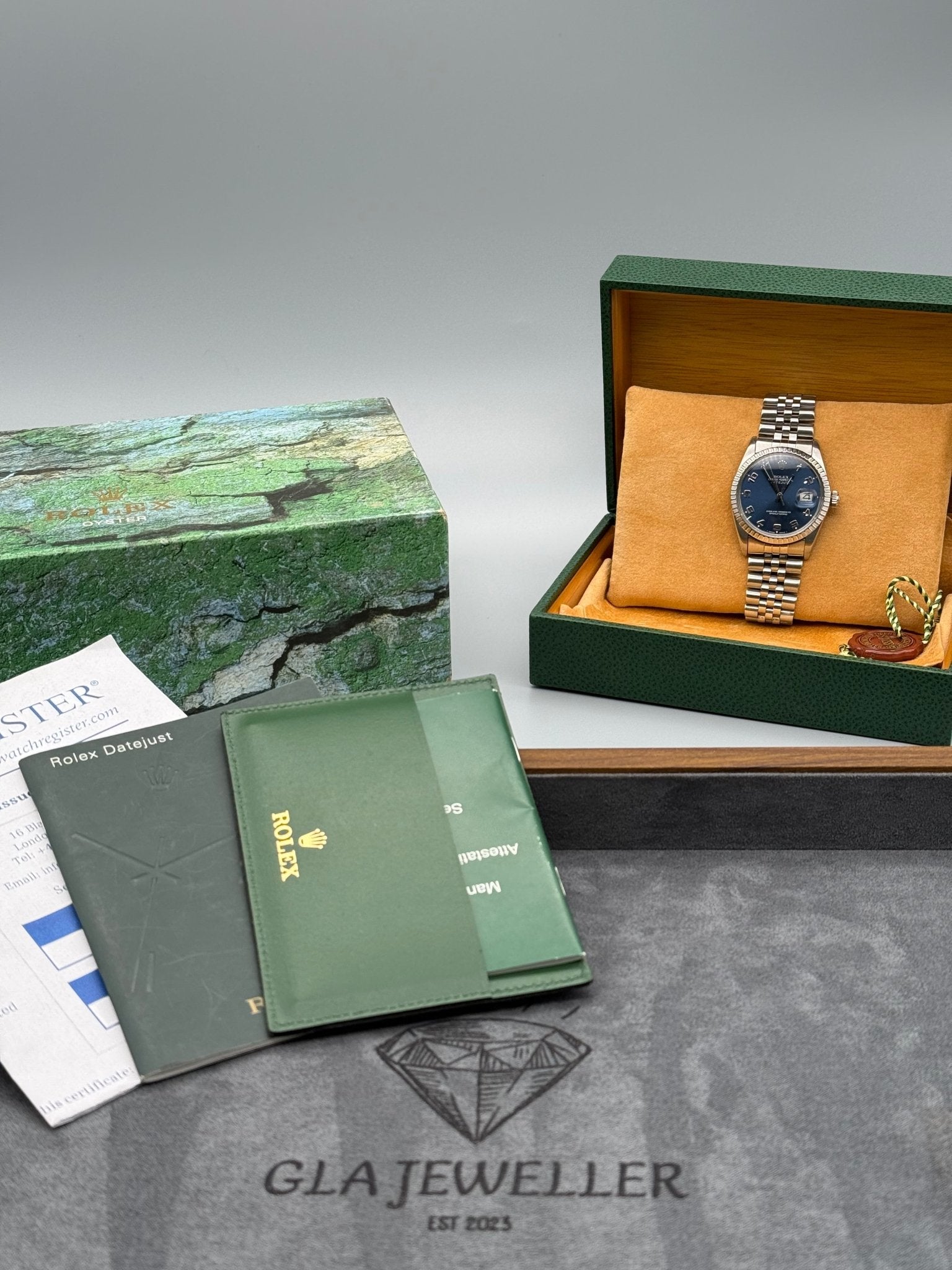 Rolex DateJust 36mm Blue Arabic Dial - Gla Jeweller