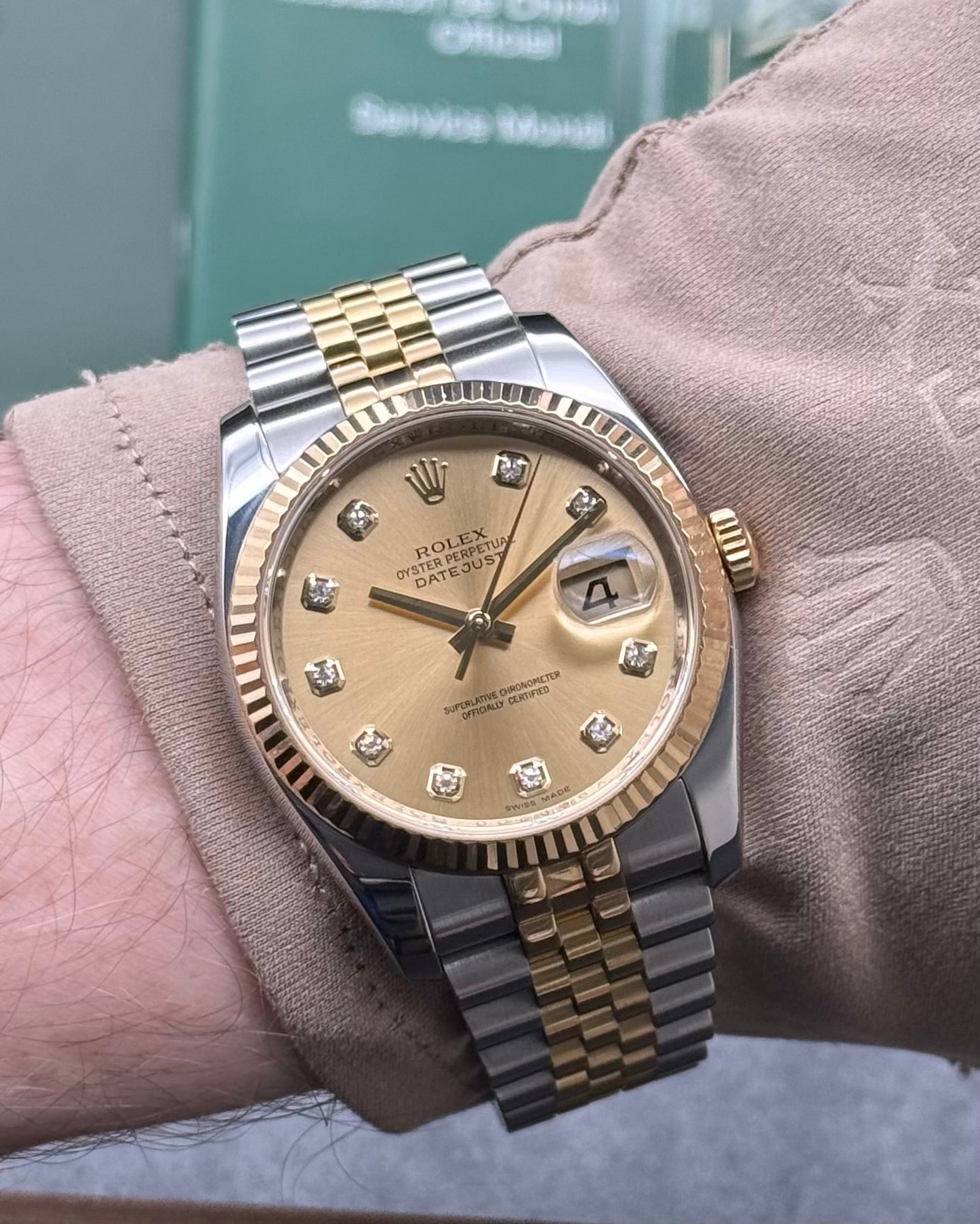 Rolex DateJust 36mm Champagne Diamond Dial - Gla Jeweller
