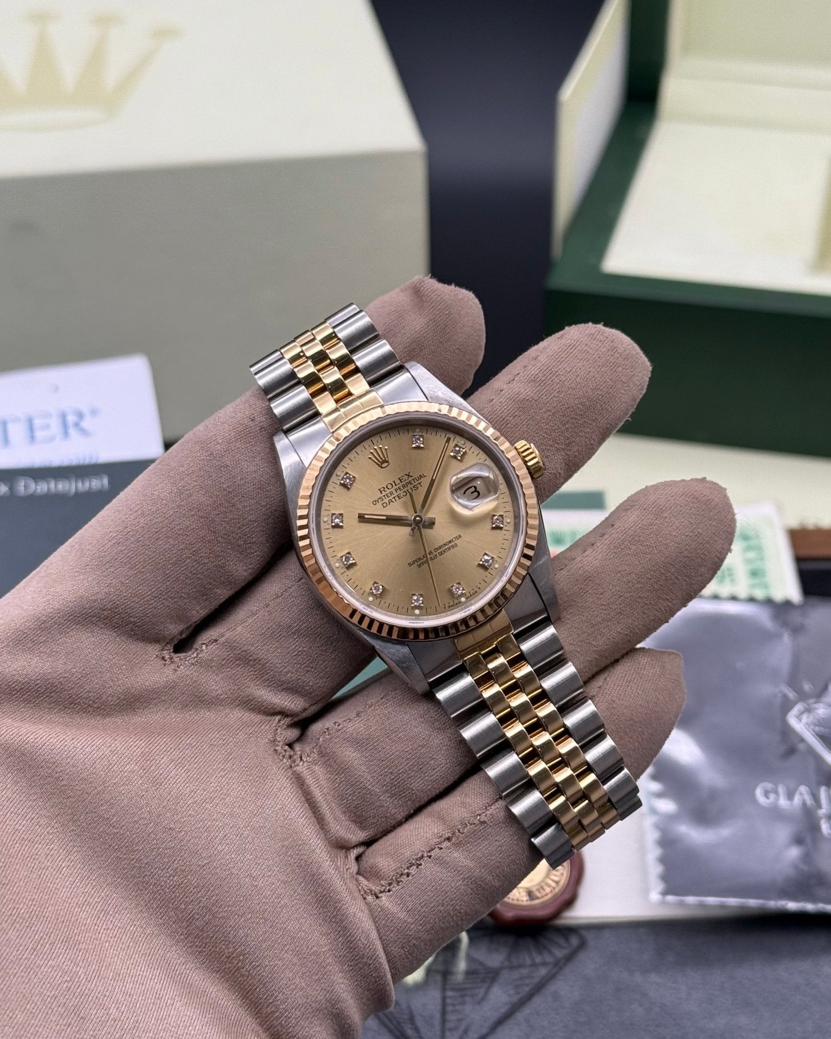 Rolex DateJust 36mm Champagne Diamond Dial - Gla Jeweller