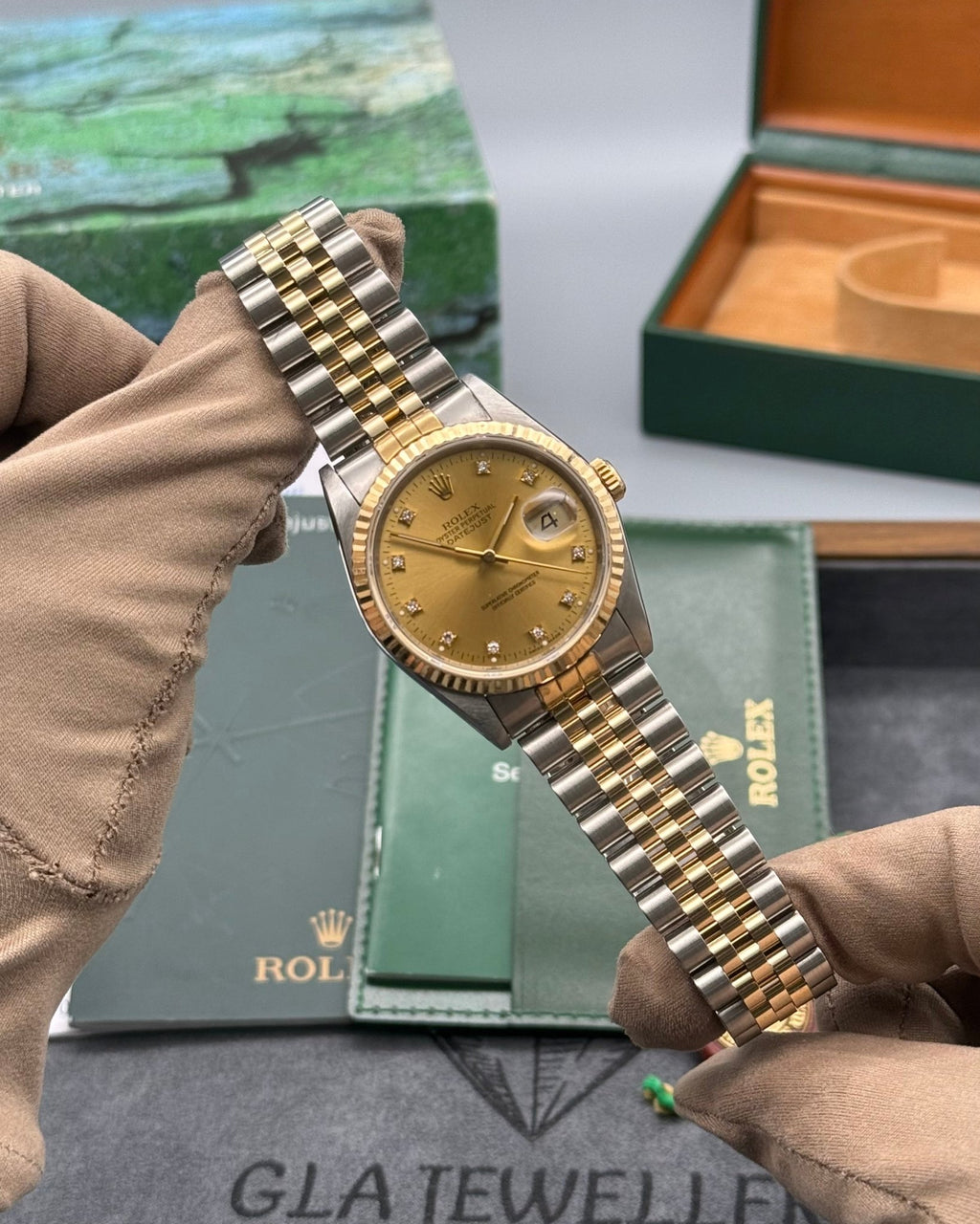 Rolex DateJust 36mm Champagne Diamond Dial - Gla Jeweller