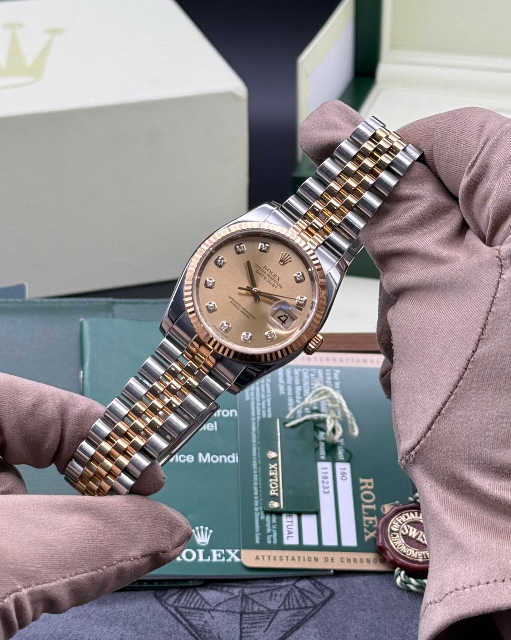 Rolex DateJust 36mm Champagne Diamond Dial - Gla Jeweller
