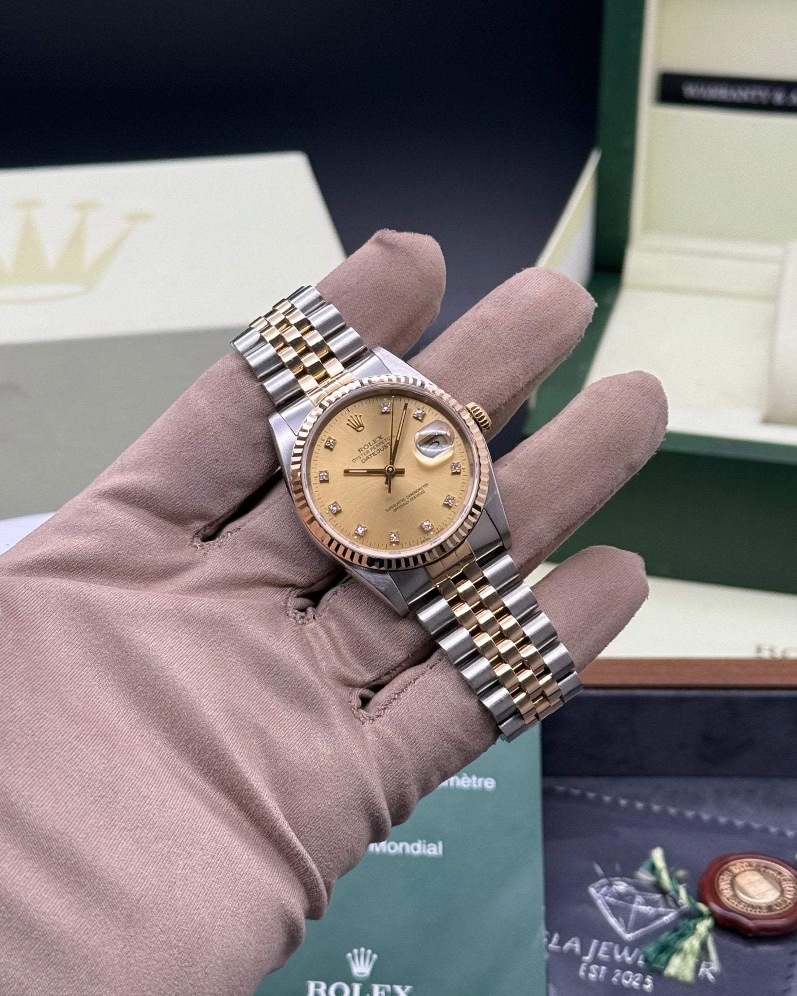 Rolex DateJust 36mm Champagne Diamond Dial - Gla Jeweller