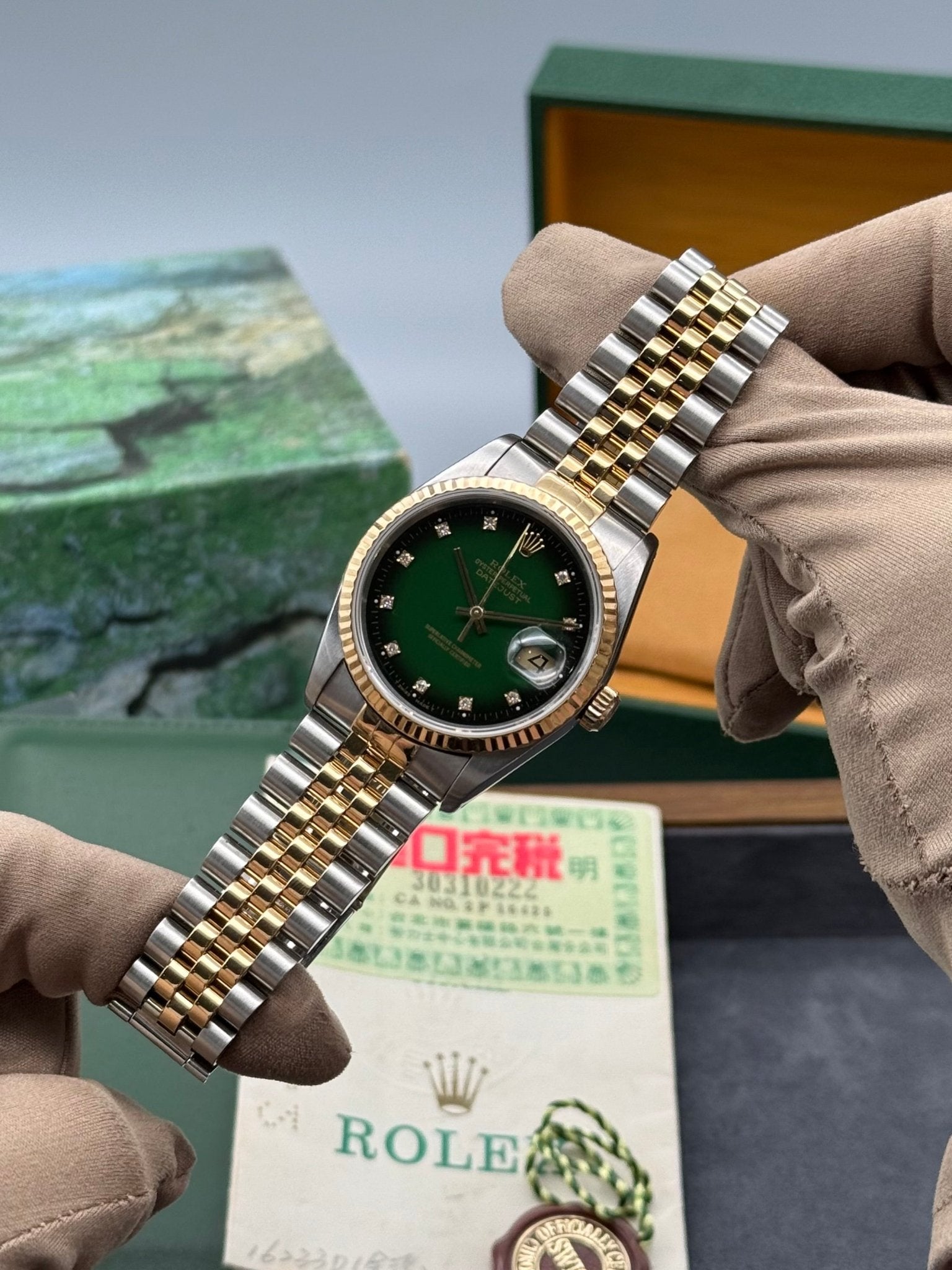 Rolex DateJust 36mm Green Vignette Diamond Dial - Gla Jeweller
