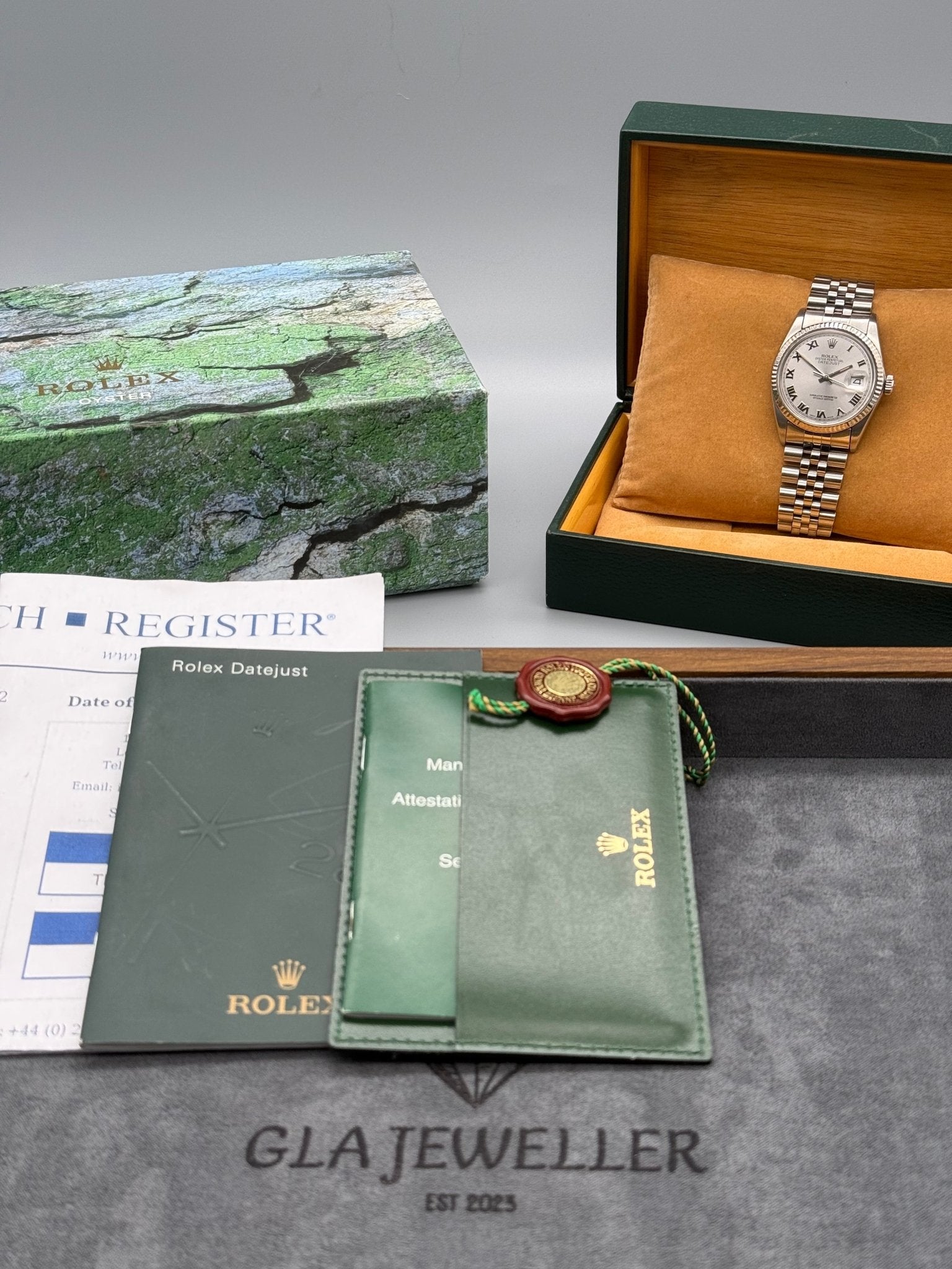 Rolex DateJust 36mm Silver Roman Dial - Gla Jeweller