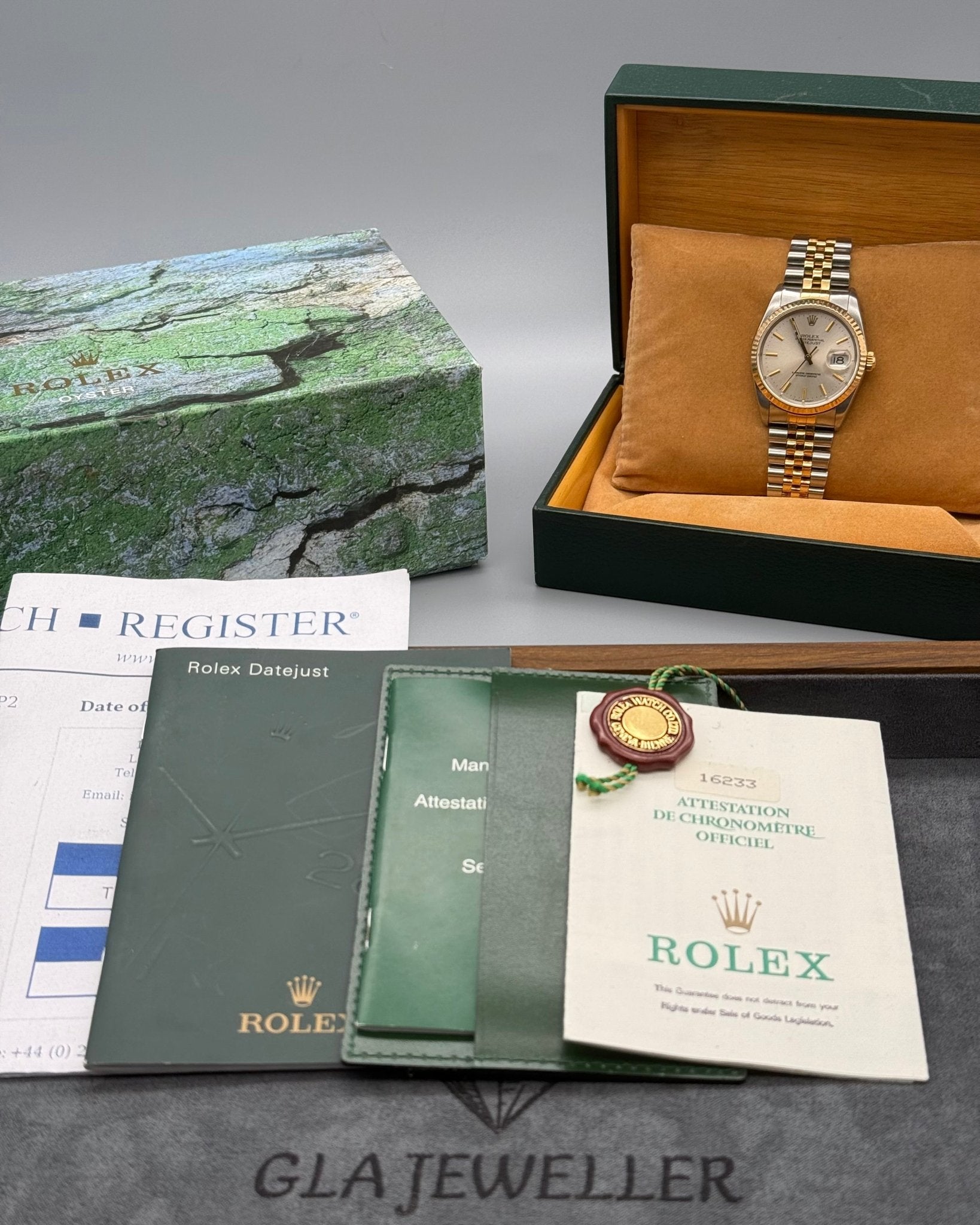 Rolex DateJust 36mm Silver Stick Dial - Gla Jeweller