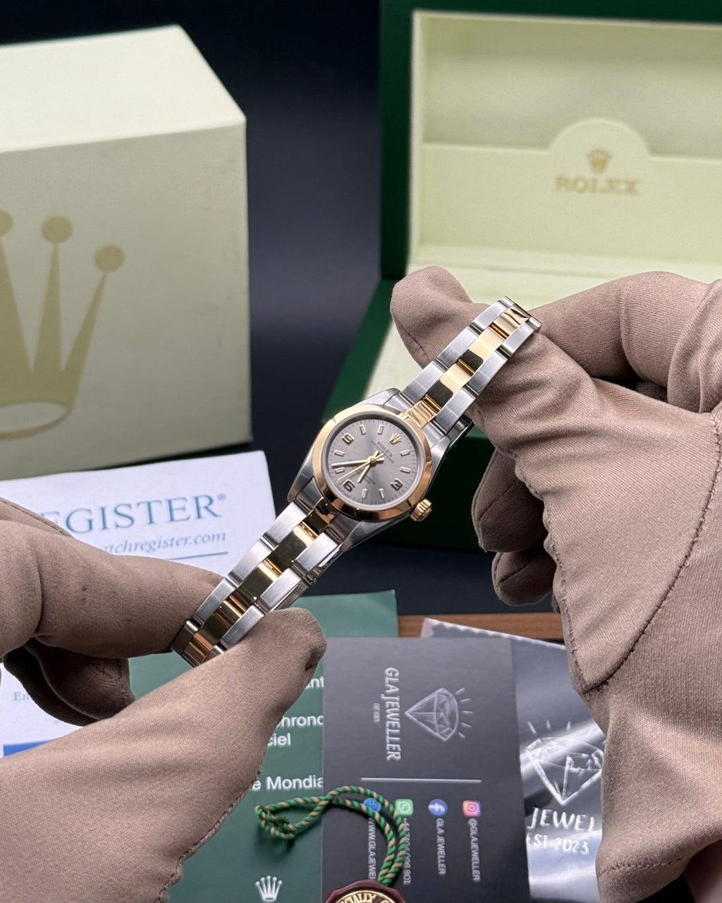 Rolex Ladies Oyster Perpetual Silver Arabic Dial - Gla Jeweller