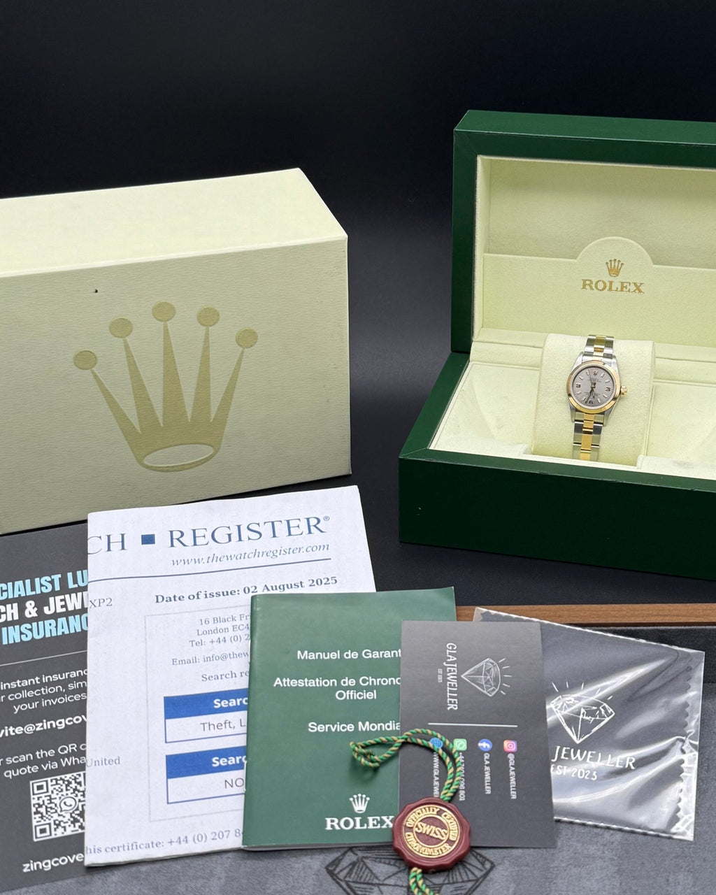 Rolex Ladies Oyster Perpetual Silver Arabic Dial - Gla Jeweller