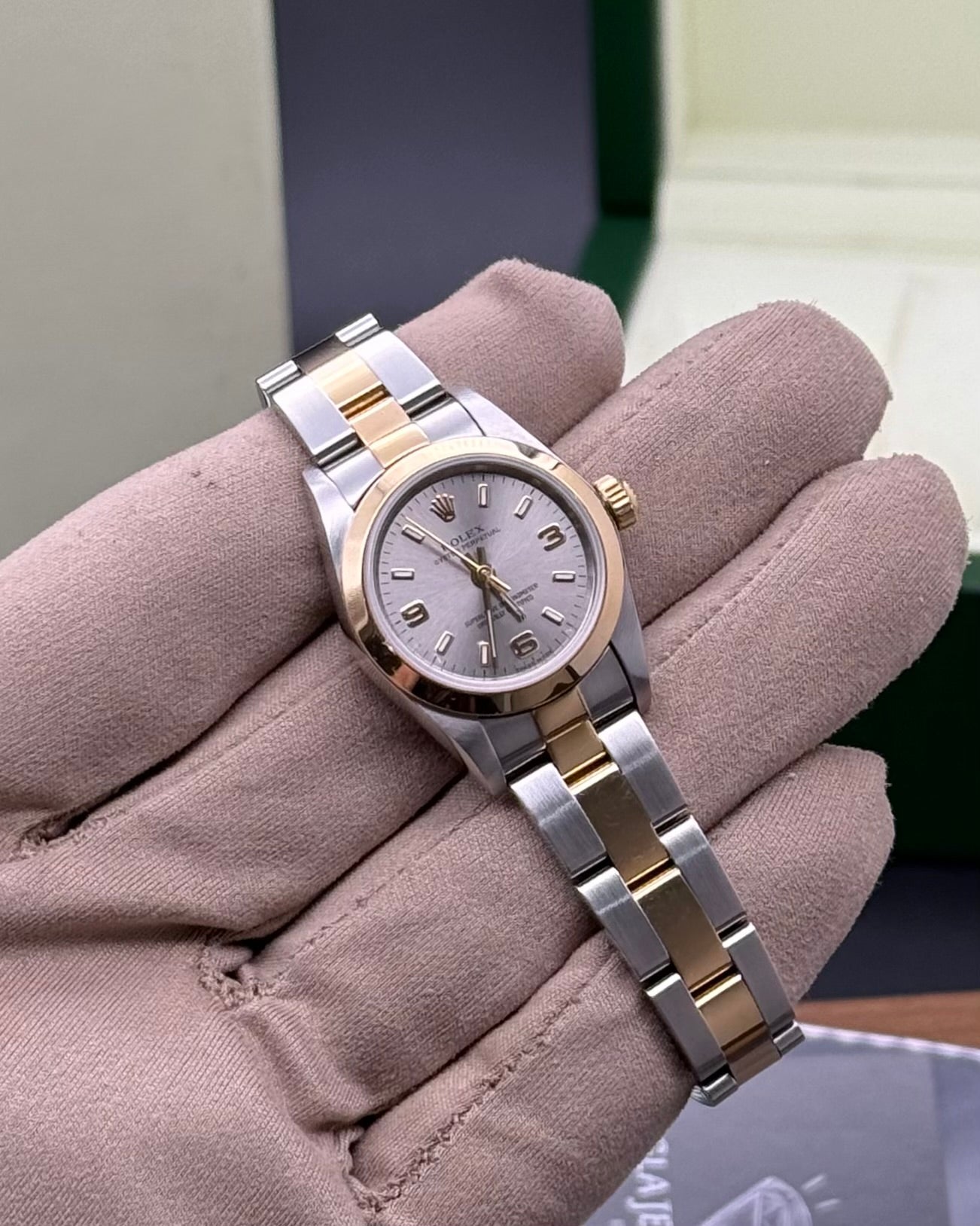 Rolex Ladies Oyster Perpetual Silver Arabic Dial - Gla Jeweller