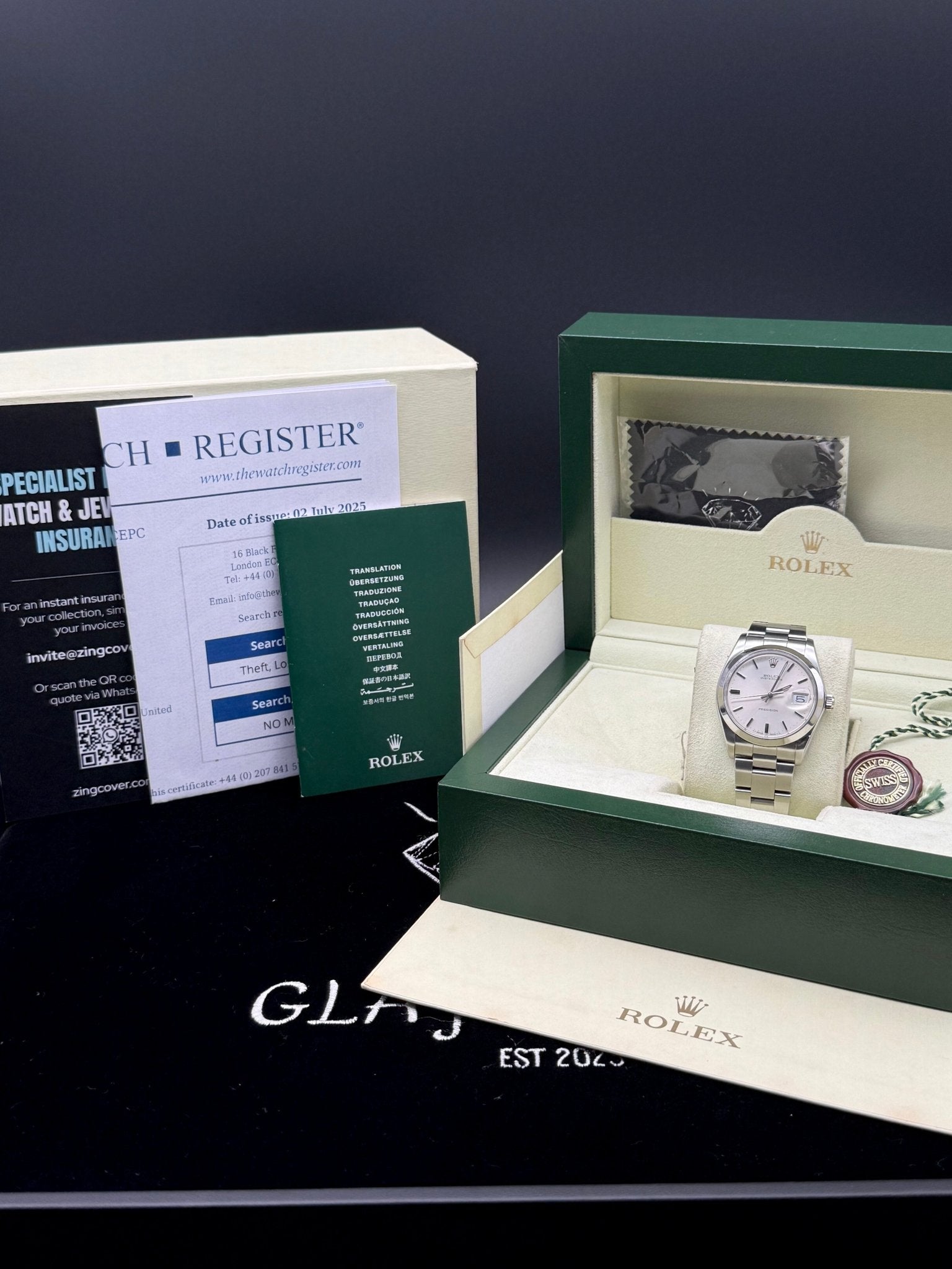 Rolex Oyster - date Precision 34mm | Silver Dial - Gla Jeweller